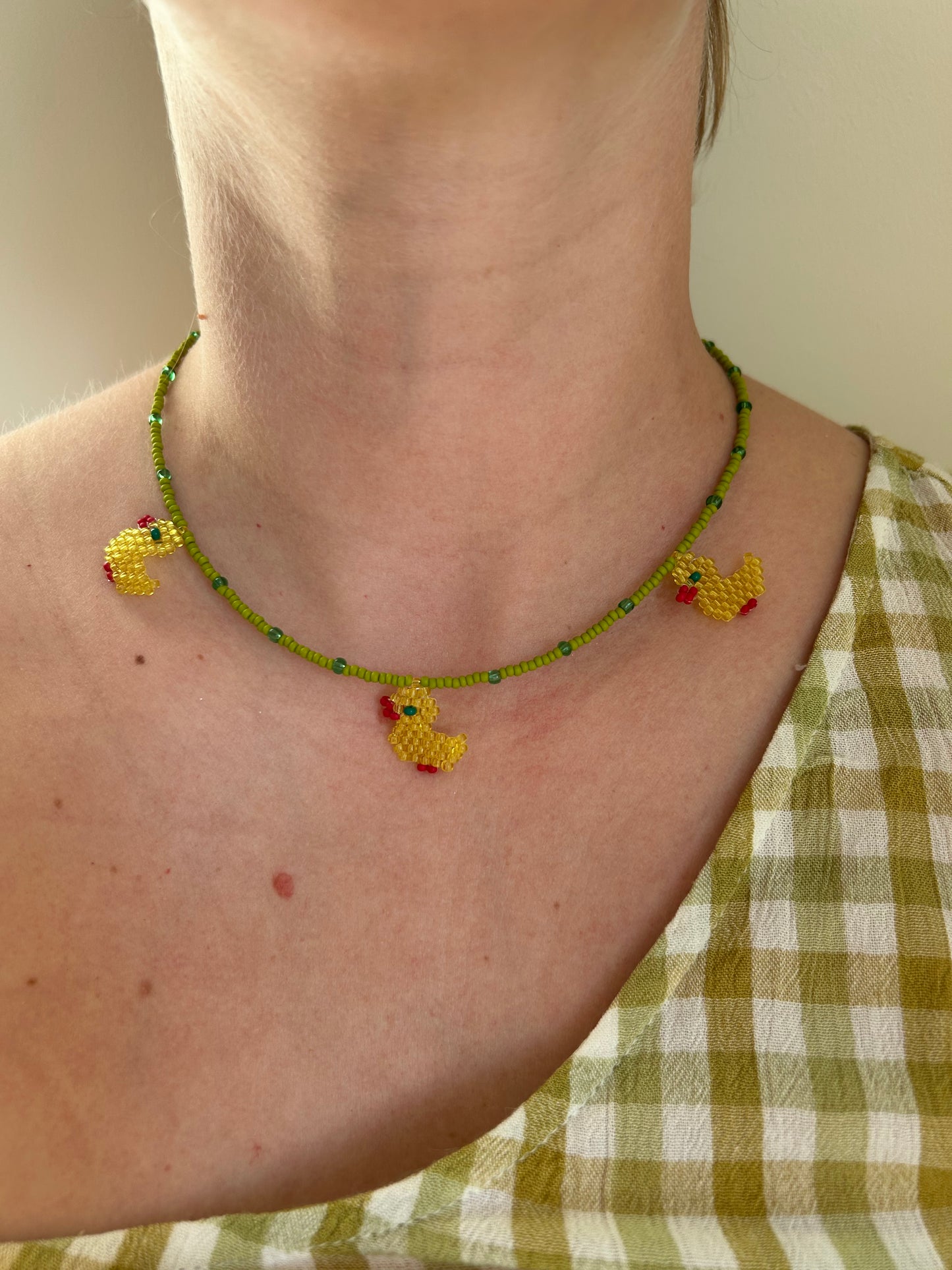 Three Ducklings Beaded Necklace