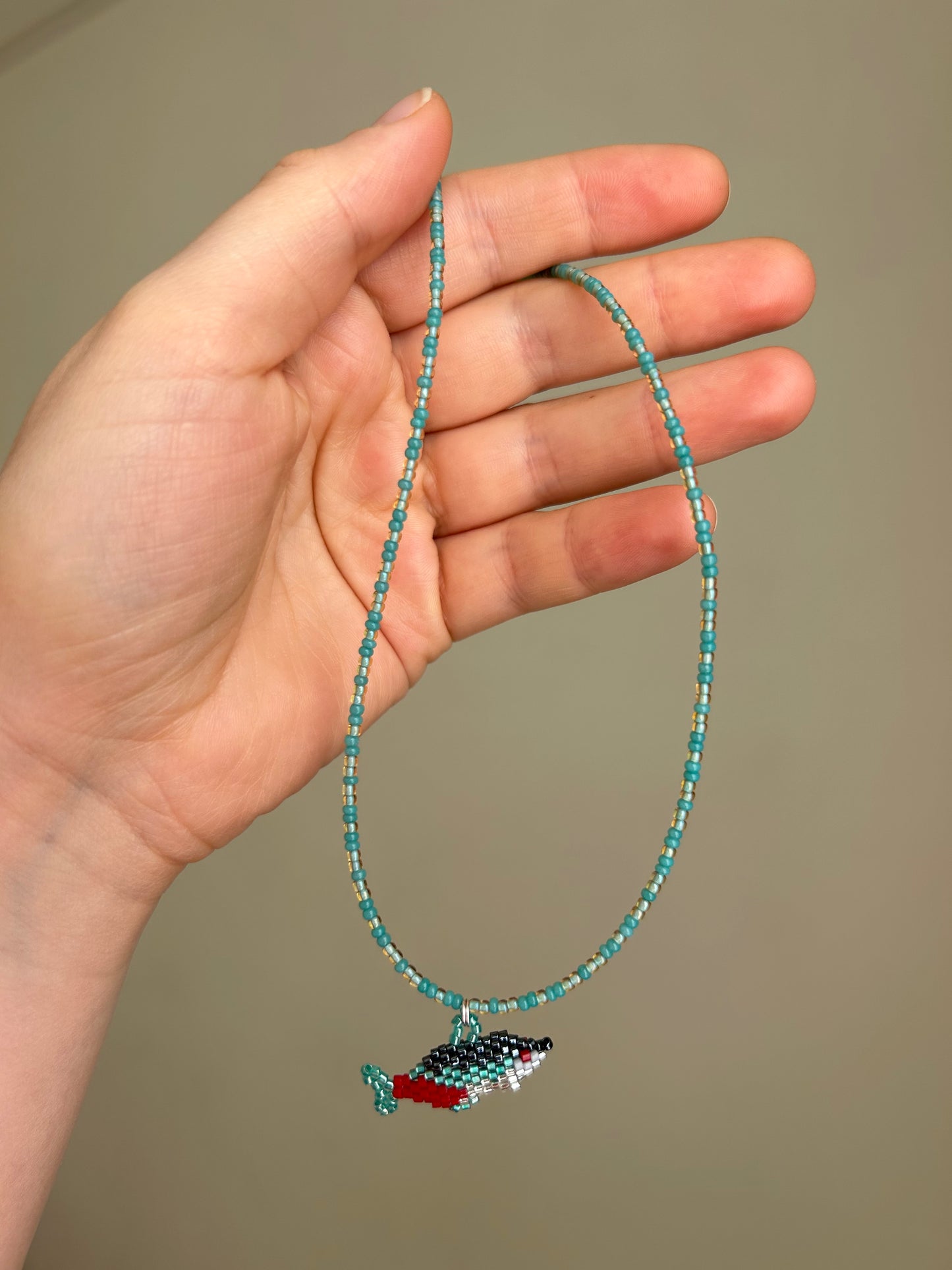Handmade Beaded Fish Necklace