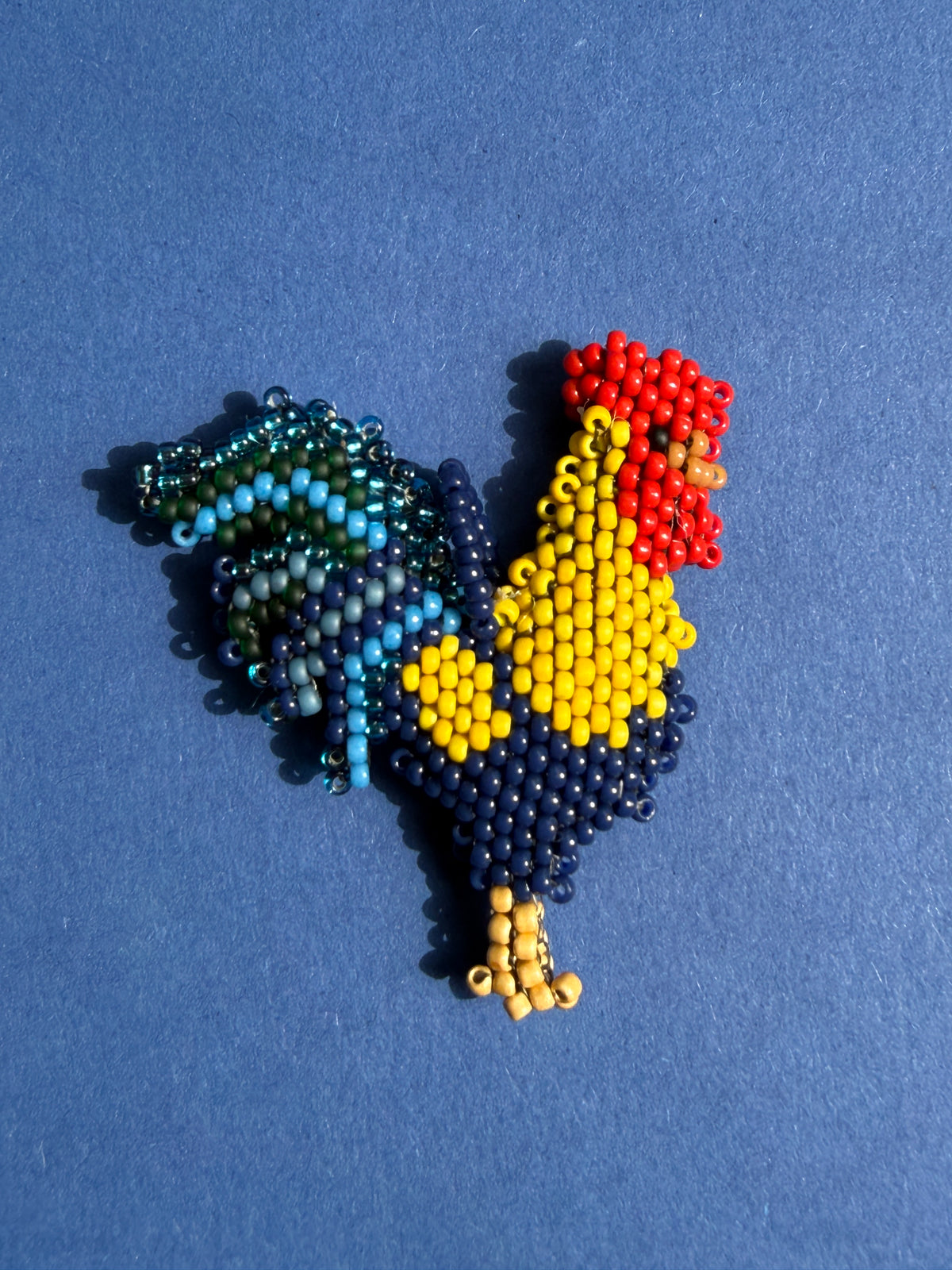 Hand-Beaded Rooster Pendant Necklace with Removable Charm