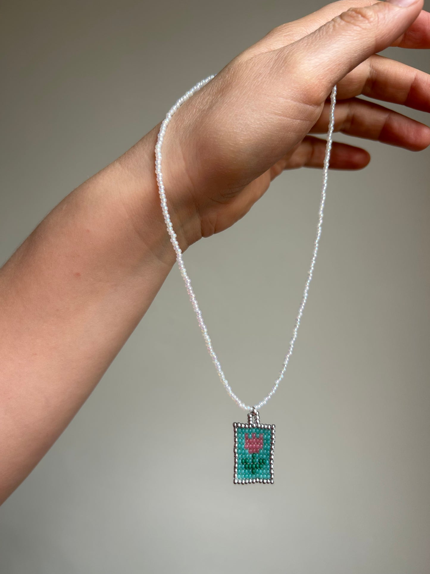 Tulip Beaded Necklace – Handmade Czech Bead Jewelry