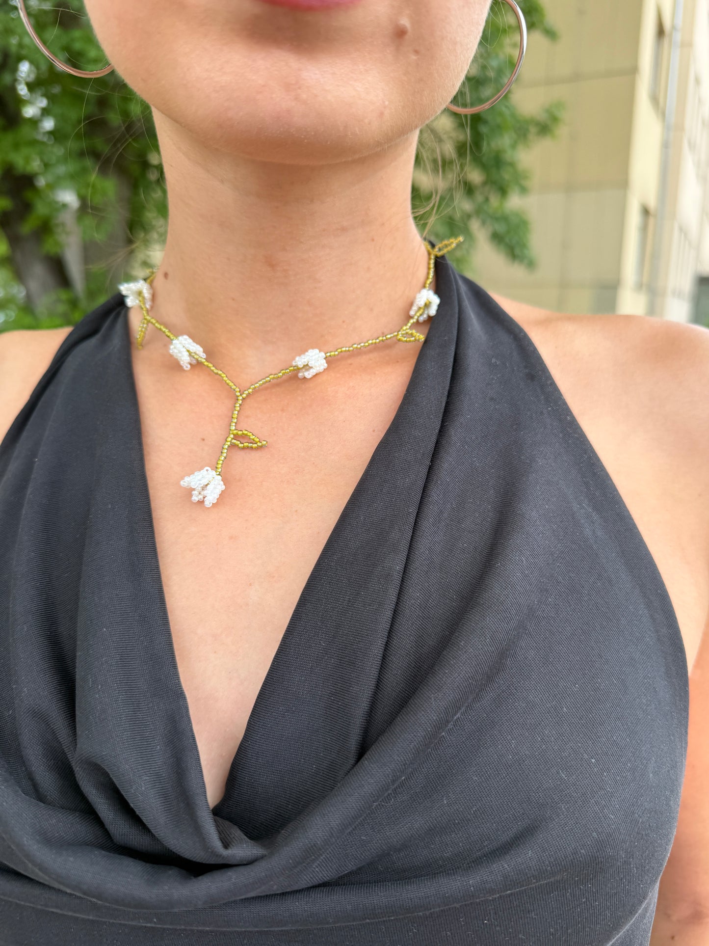 Lily of the Valley Beaded Necklace