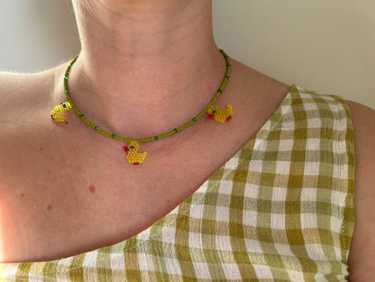 Three Ducklings Beaded Necklace
