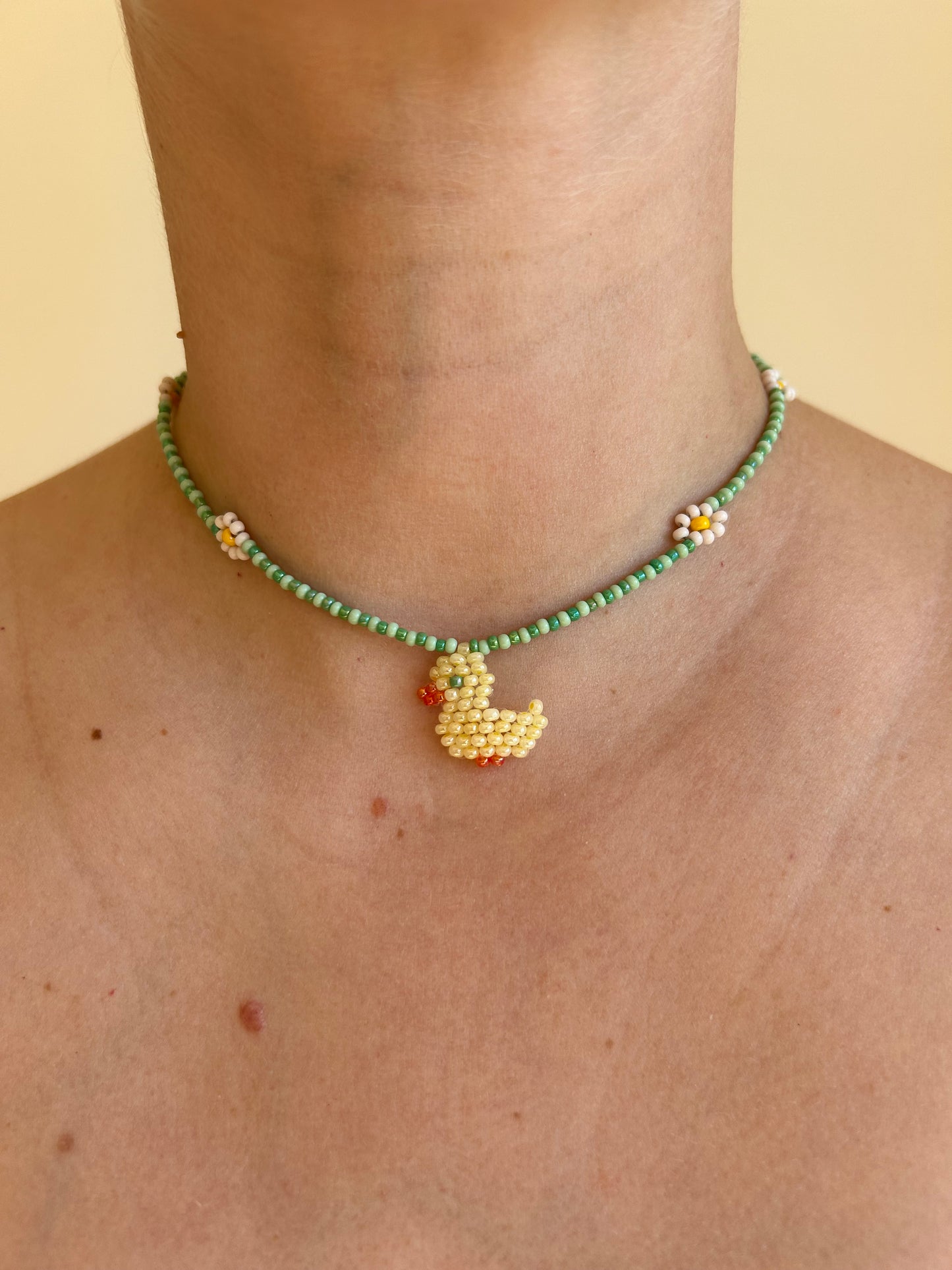 A little duck among the daisies