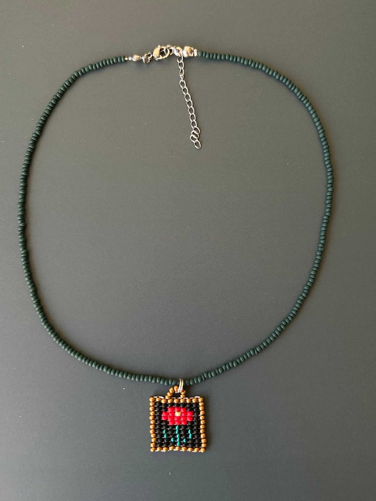 Red Flower Necklace – Handmade Beaded Jewelry