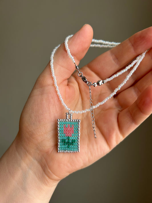 Tulip Beaded Necklace – Handmade Czech Bead Jewelry
