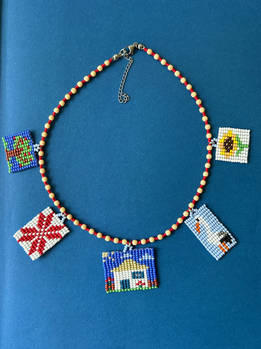 Beaded Necklace with Ukrainian Motifs