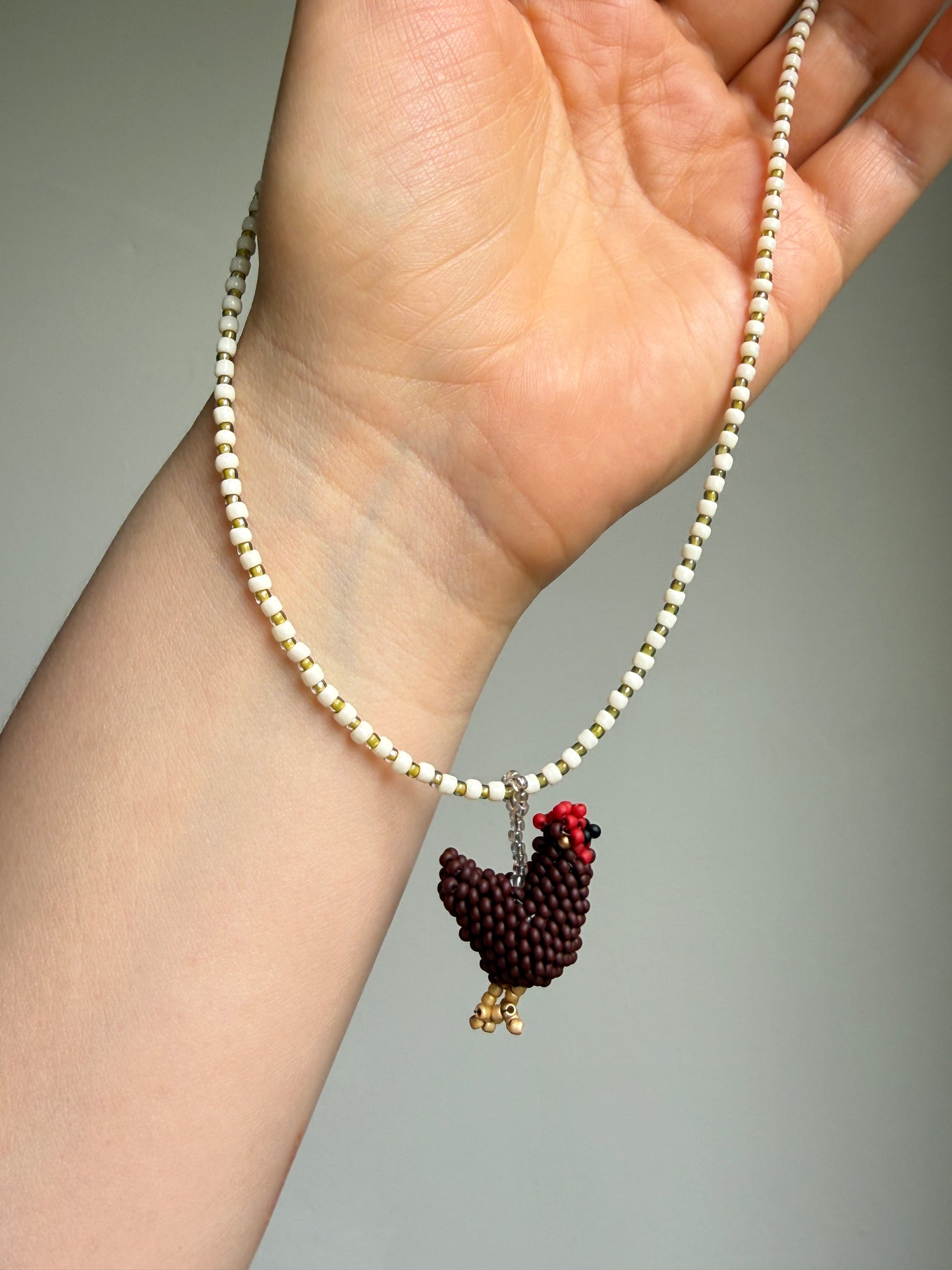 🐔 Beaded Chicken Necklace