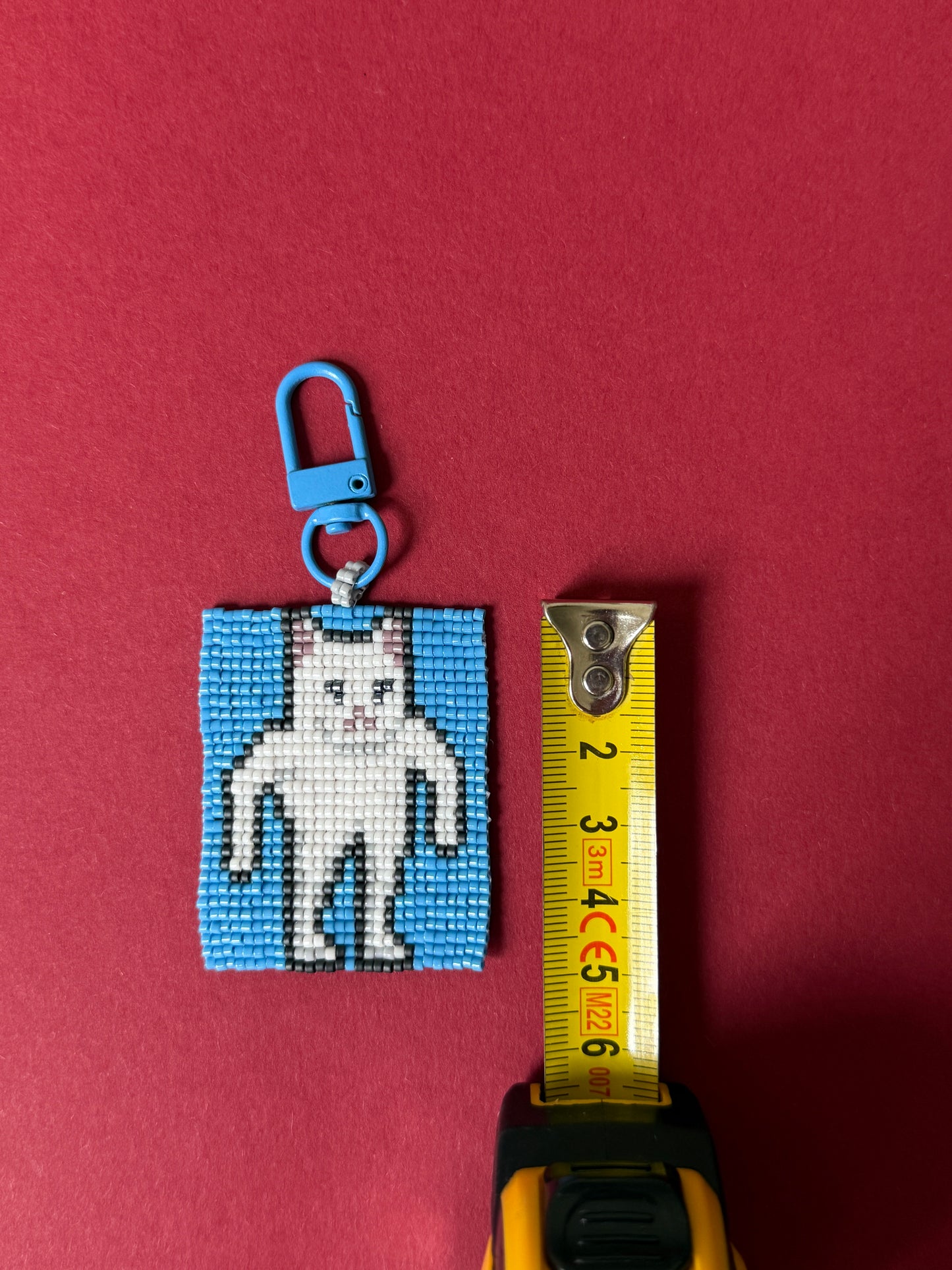 Cute White Cat Beaded Charm Keychain