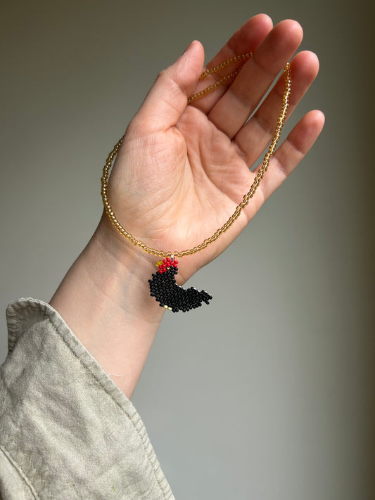 Beaded Black Chicken Necklace