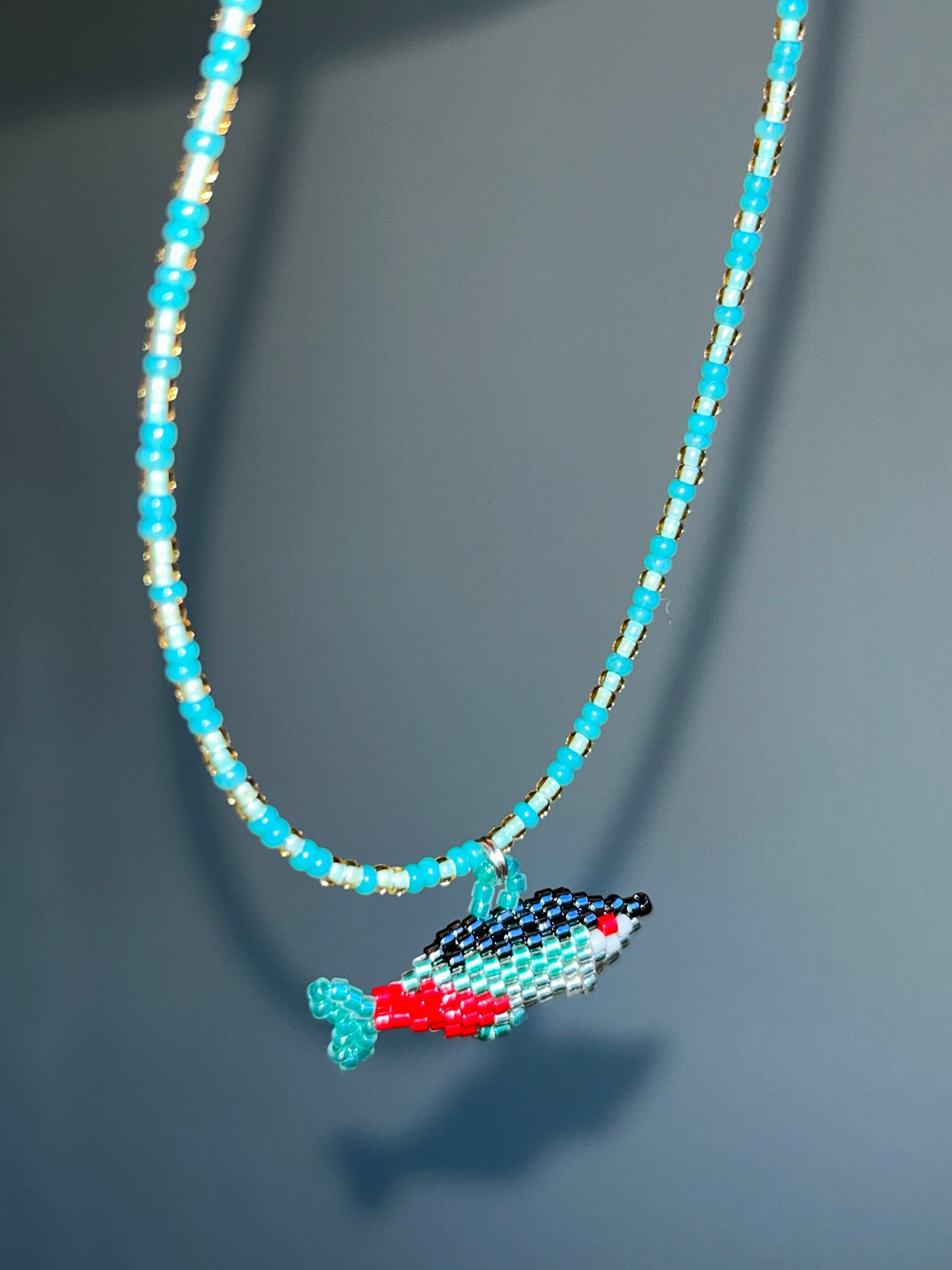 Handmade Beaded Fish Necklace