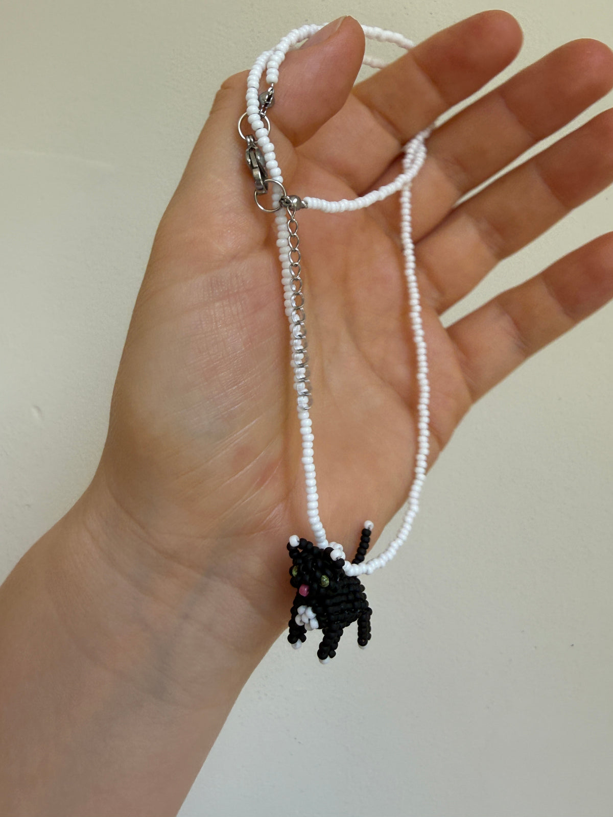 Beaded Cat Pendant Necklace