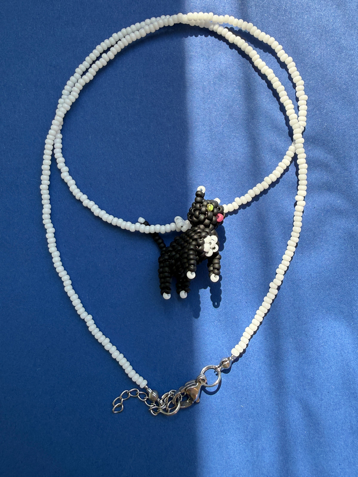 Beaded Cat Pendant Necklace