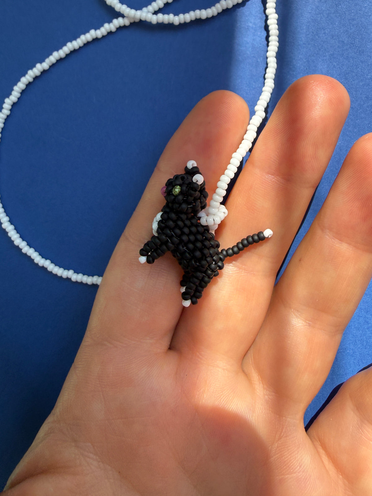 Beaded Cat Pendant Necklace