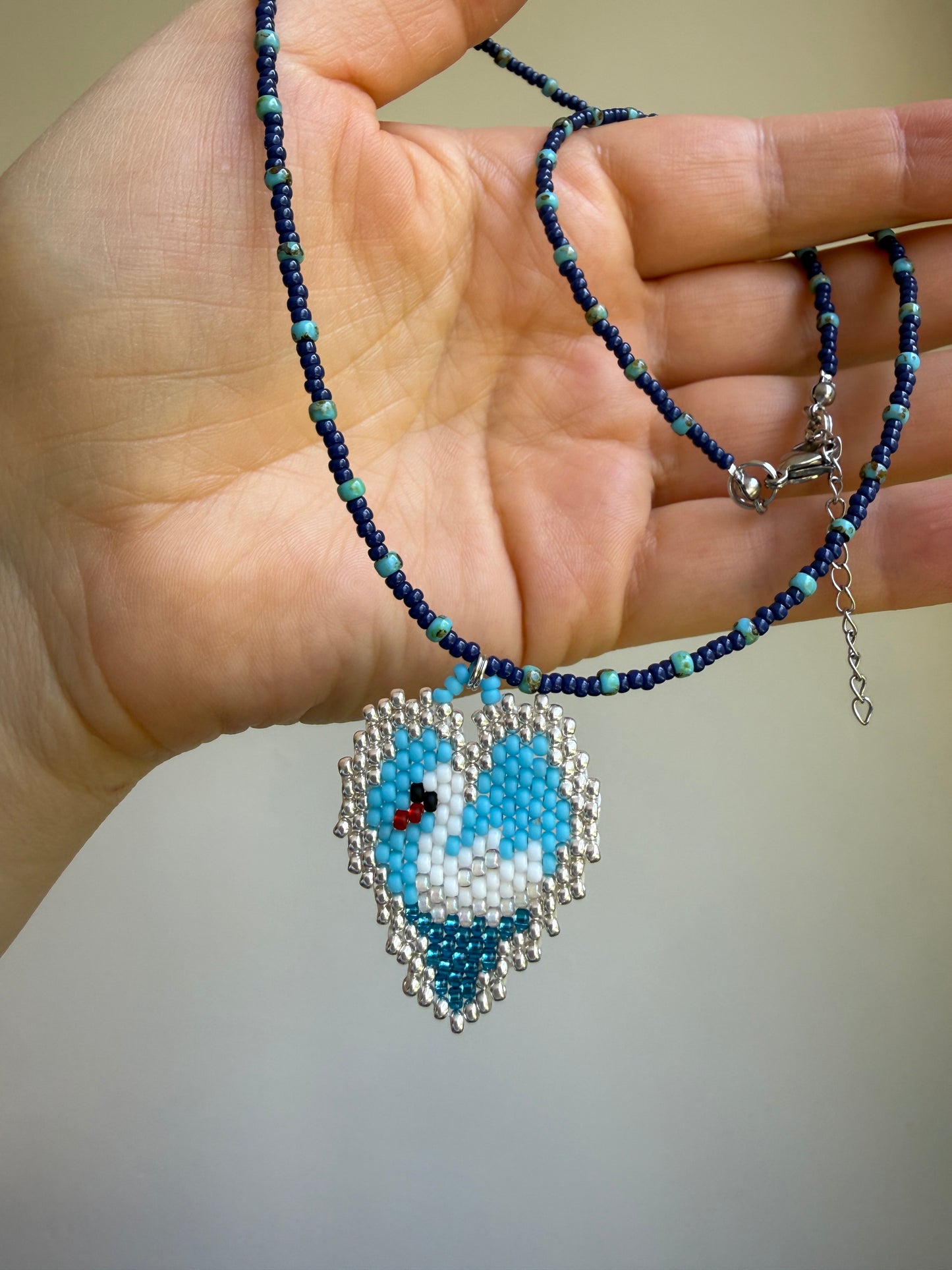 Swan heart beaded necklace