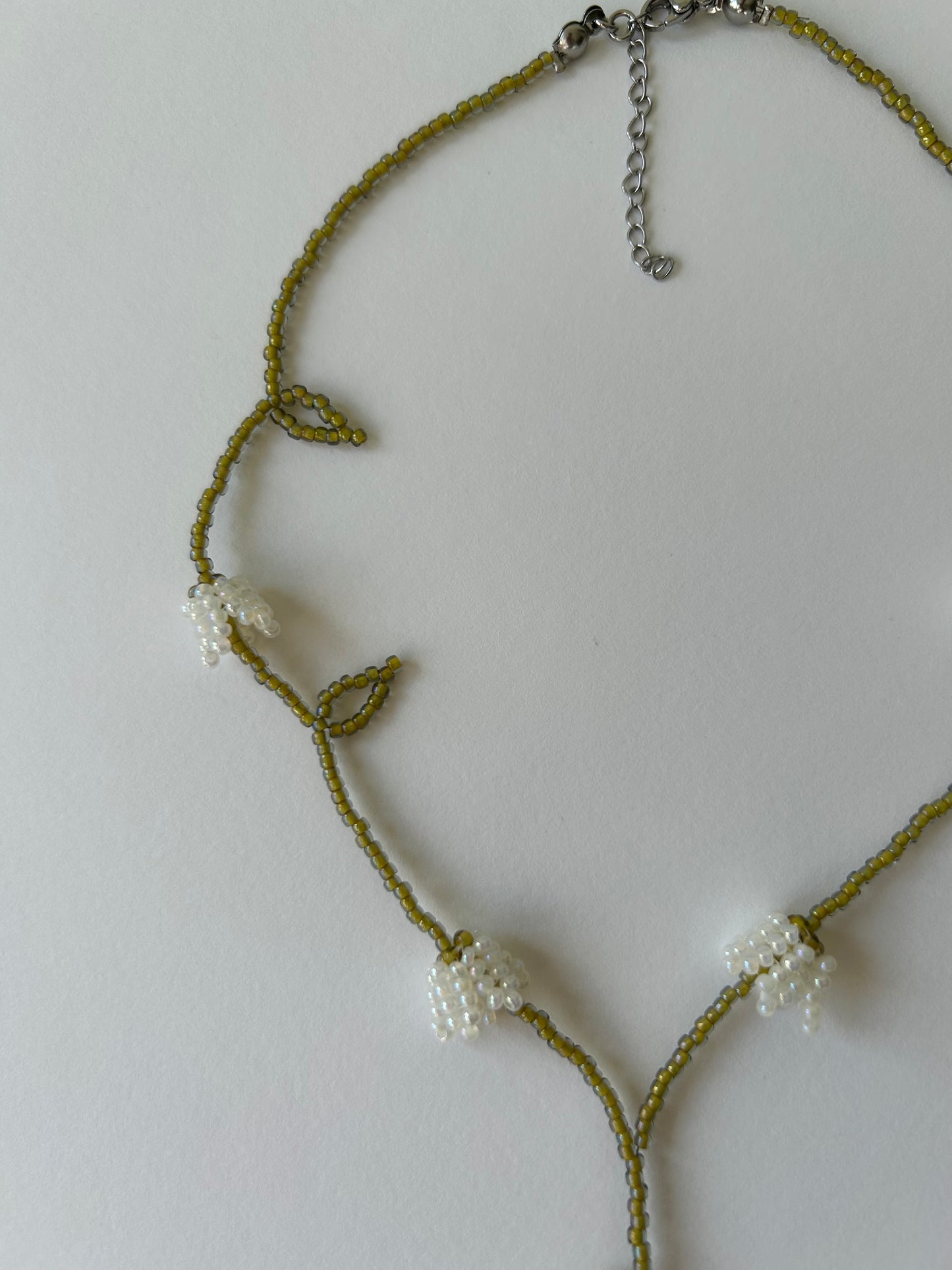 Lily of the Valley Beaded Necklace – Handmade Floral Choker