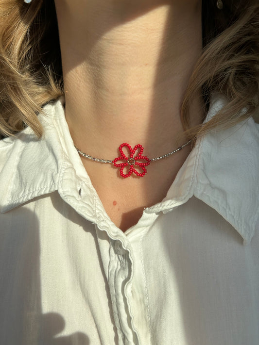 Red flower choker