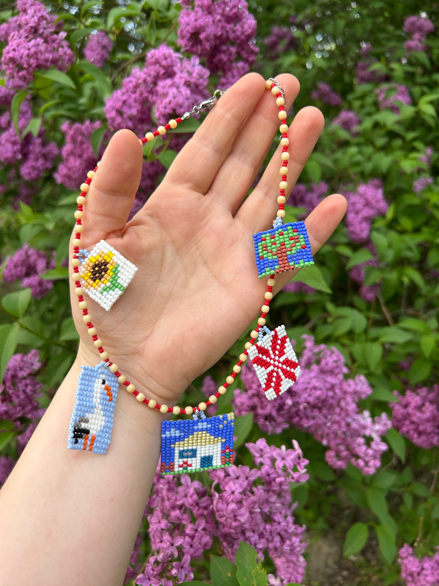 Beaded Necklace with Ukrainian Motifs