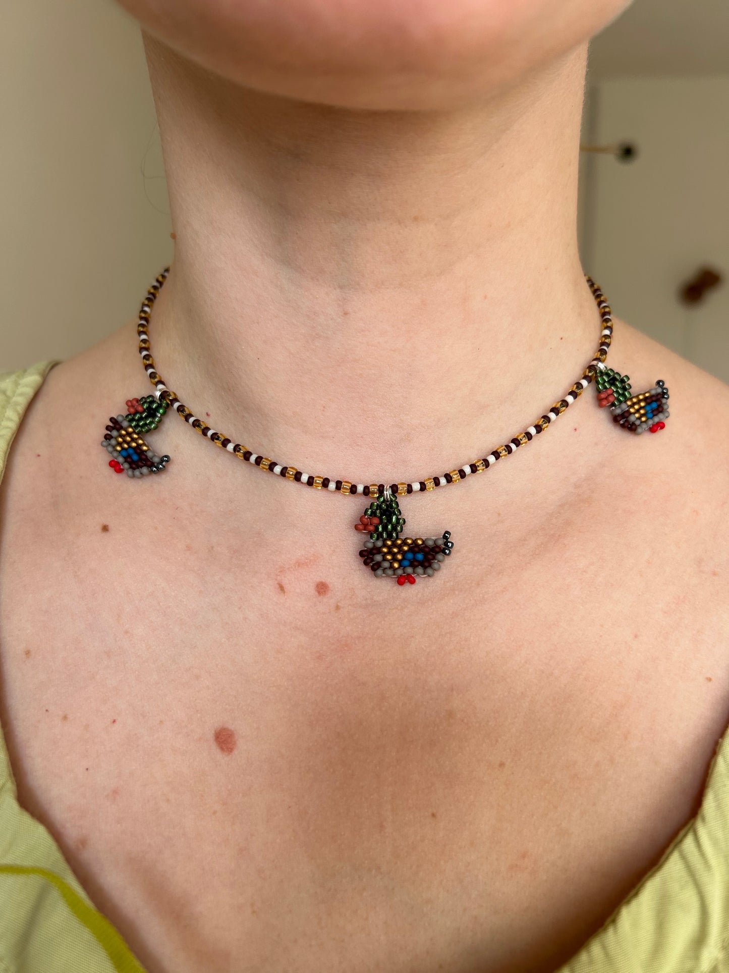 Handmade Beaded Duck Necklace