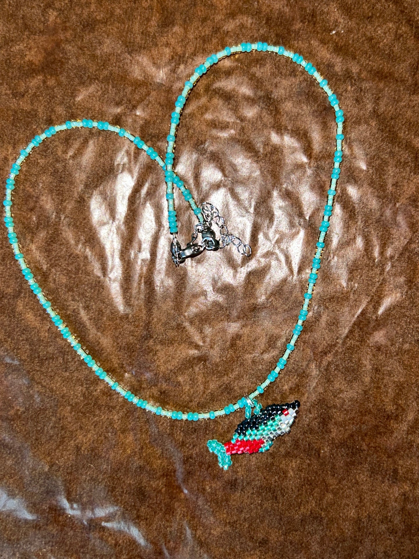 Handmade Beaded Fish Necklace