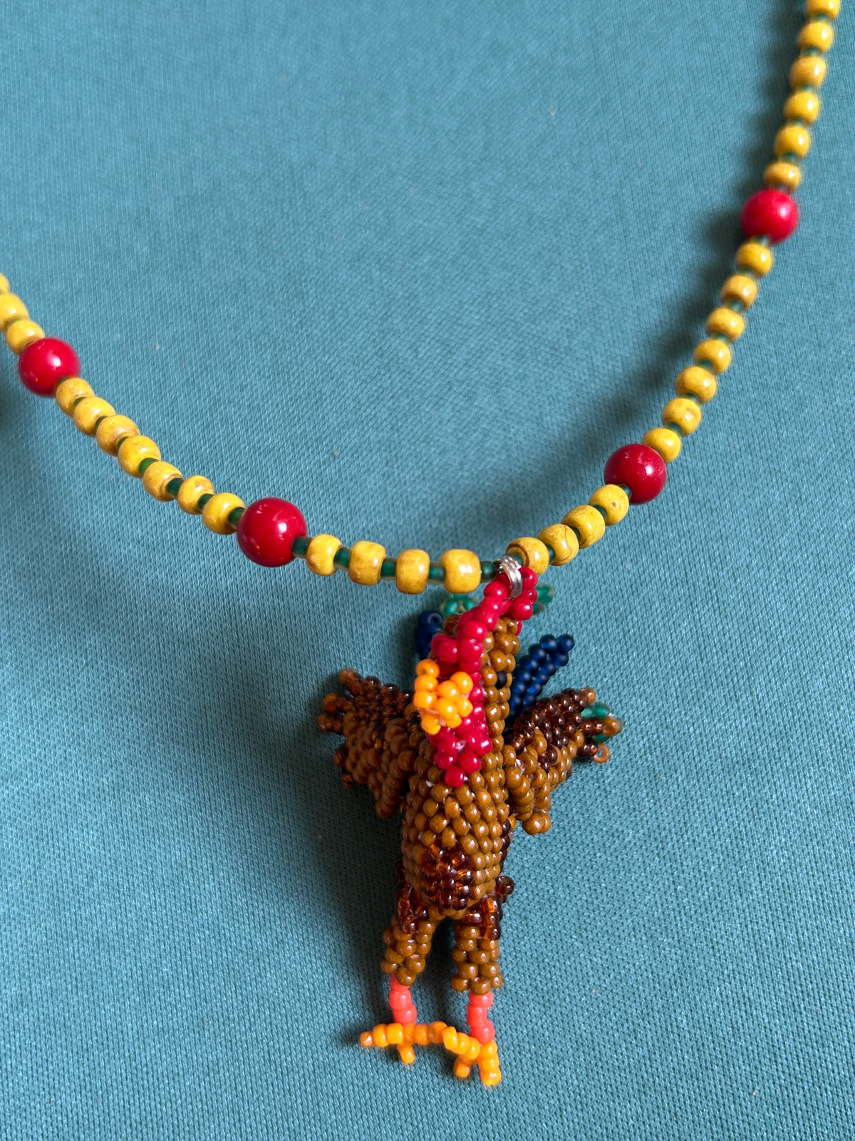 Beaded Rooster Necklace – Handmade Miyuki Seed Bead Pendant