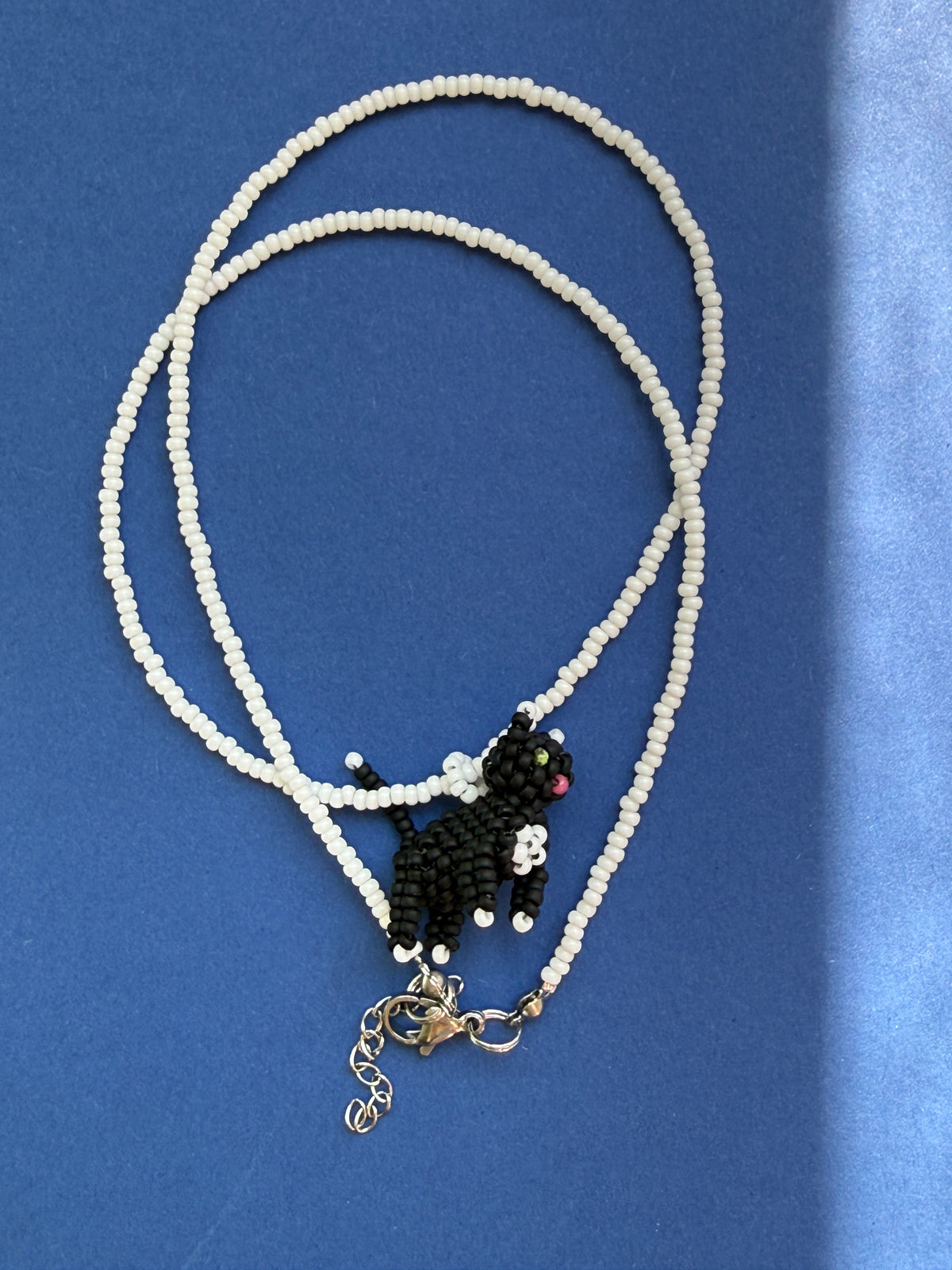 Beaded Cat Pendant Necklace