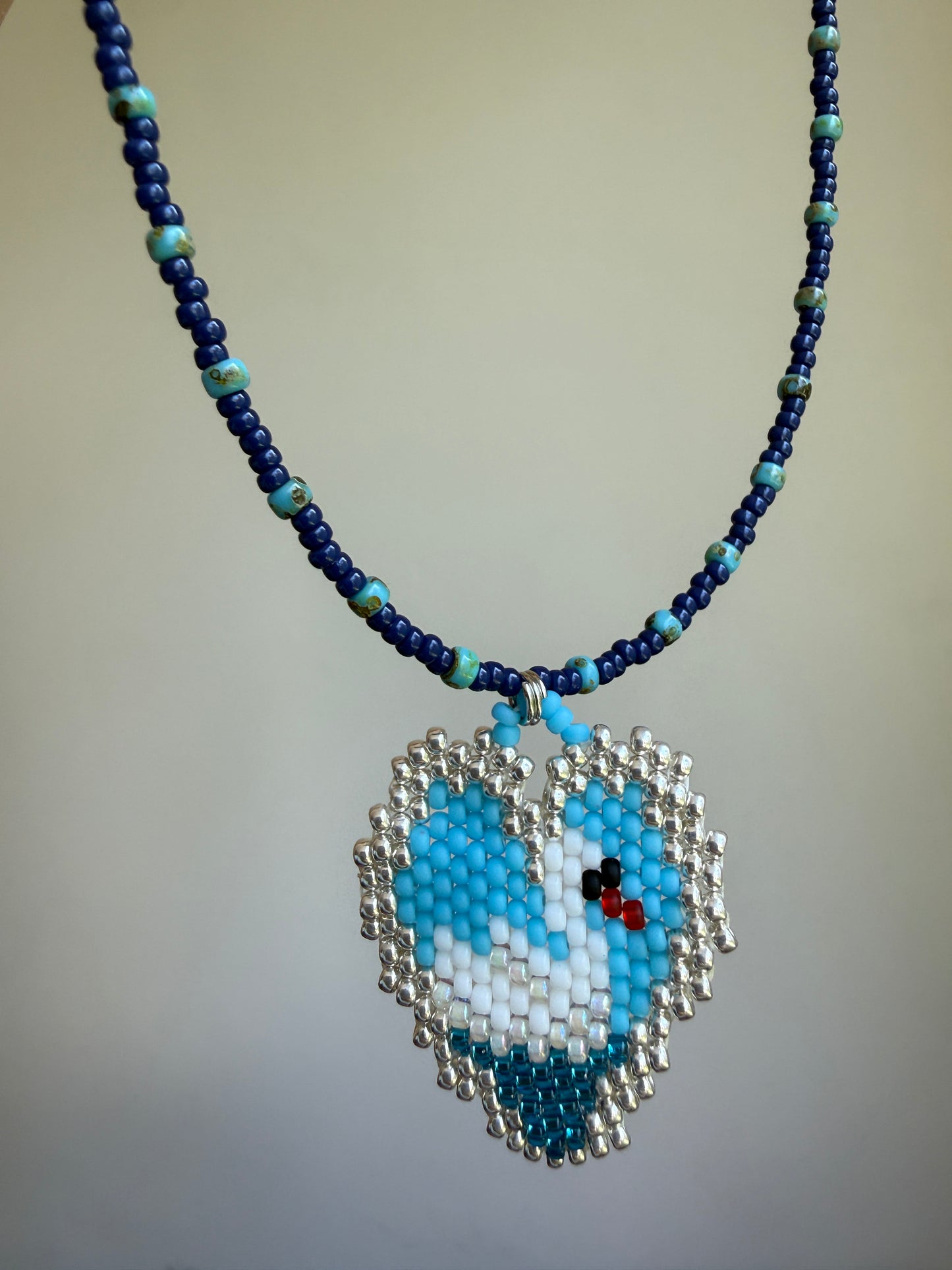Swan heart beaded necklace