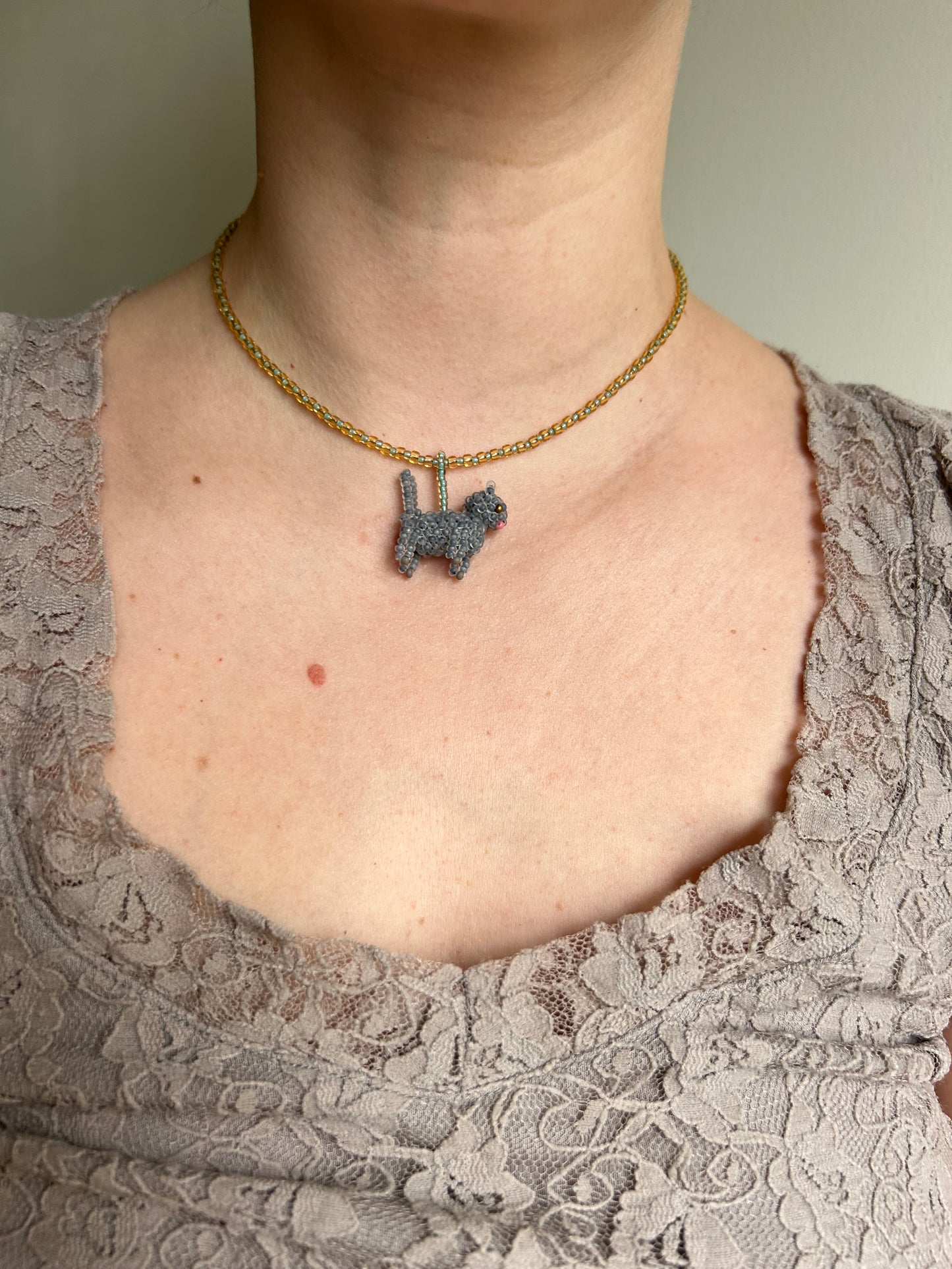 Beaded Cat Necklace