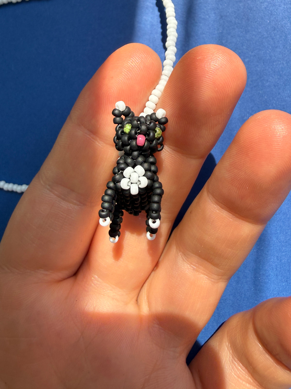 Beaded Cat Pendant Necklace
