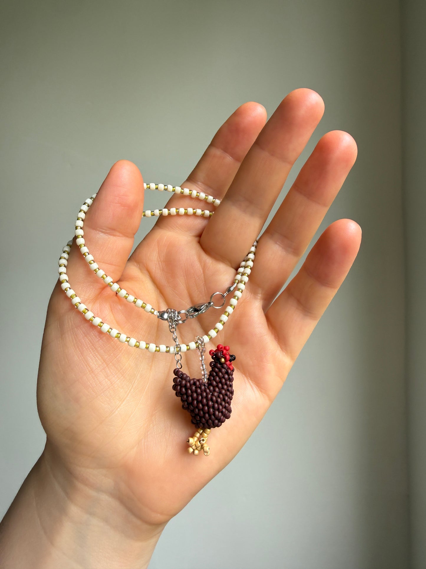 🐔 Beaded Chicken Necklace