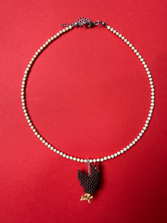 🐔 Beaded Chicken Necklace