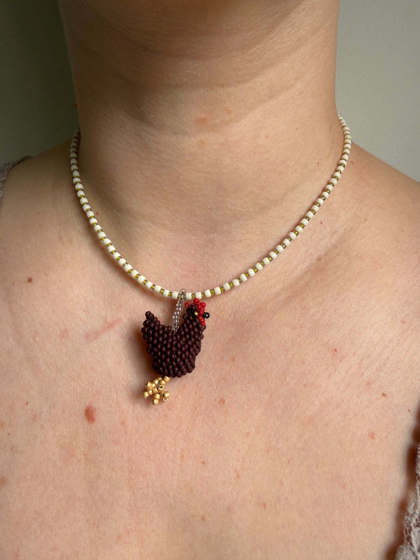🐔 Beaded Chicken Necklace