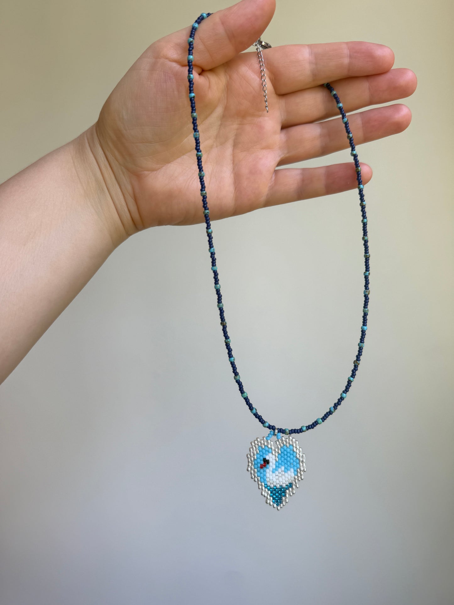 Swan heart beaded necklace