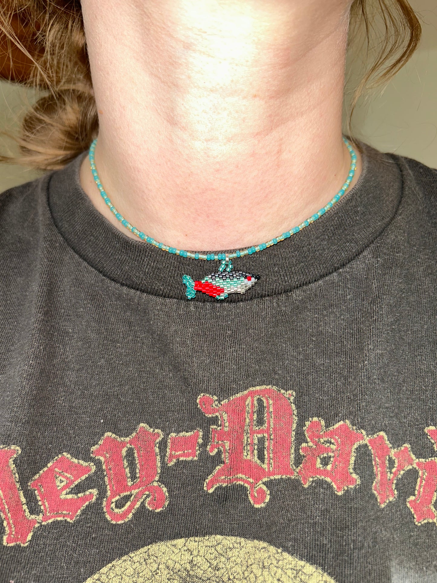 Handmade Beaded Fish Necklace