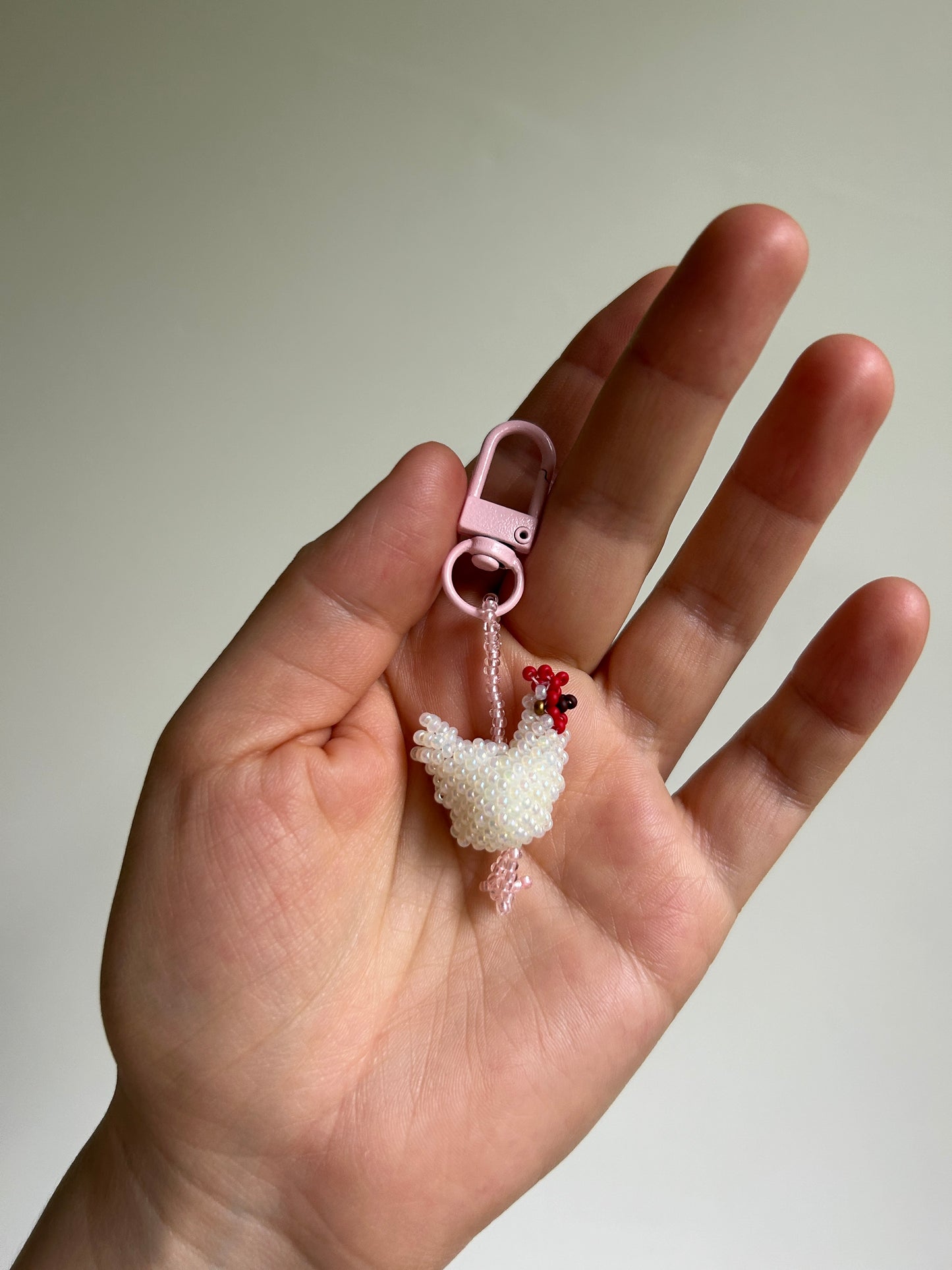 Beaded Chicken Keychain