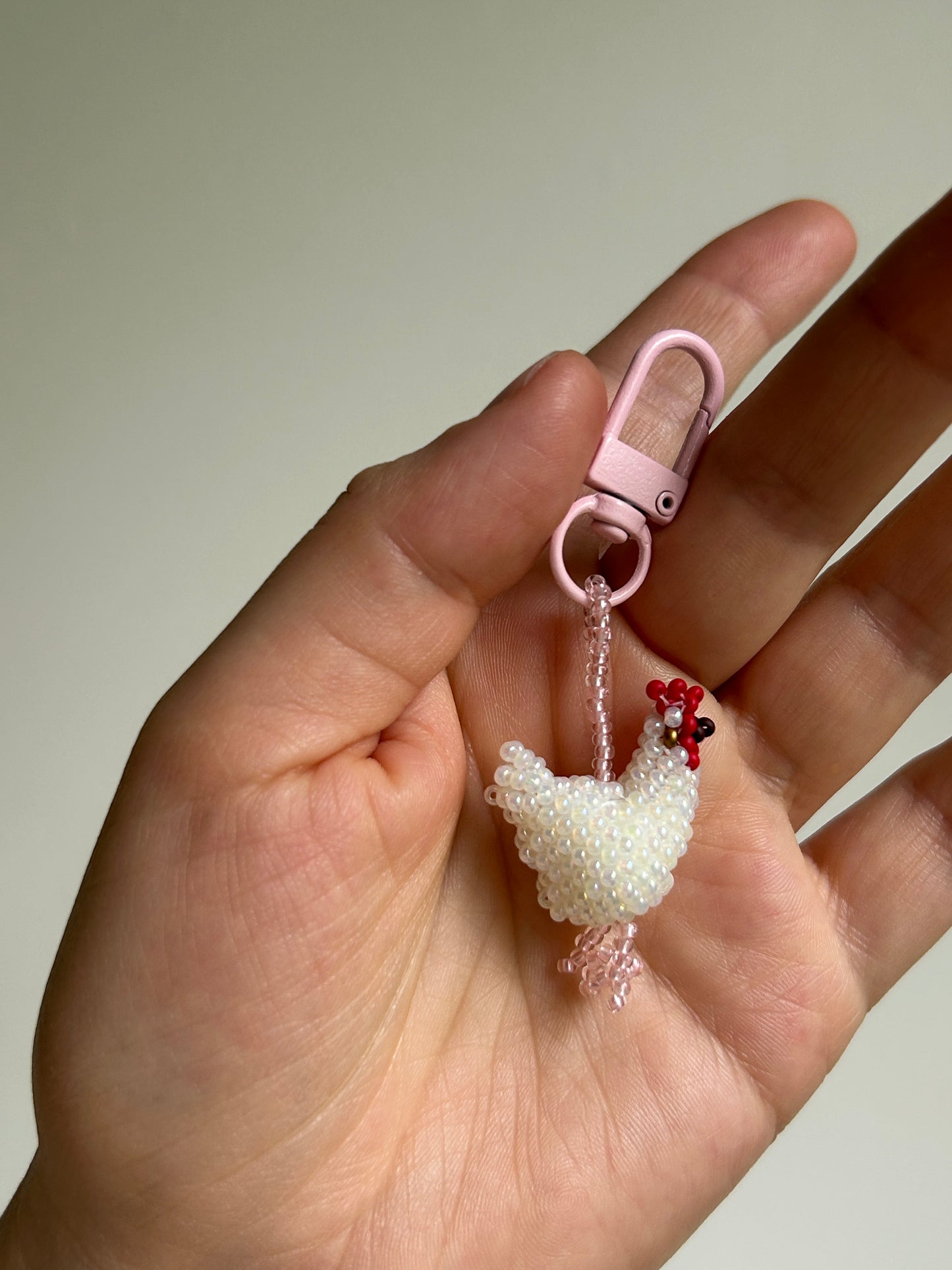 Beaded Chicken Keychain